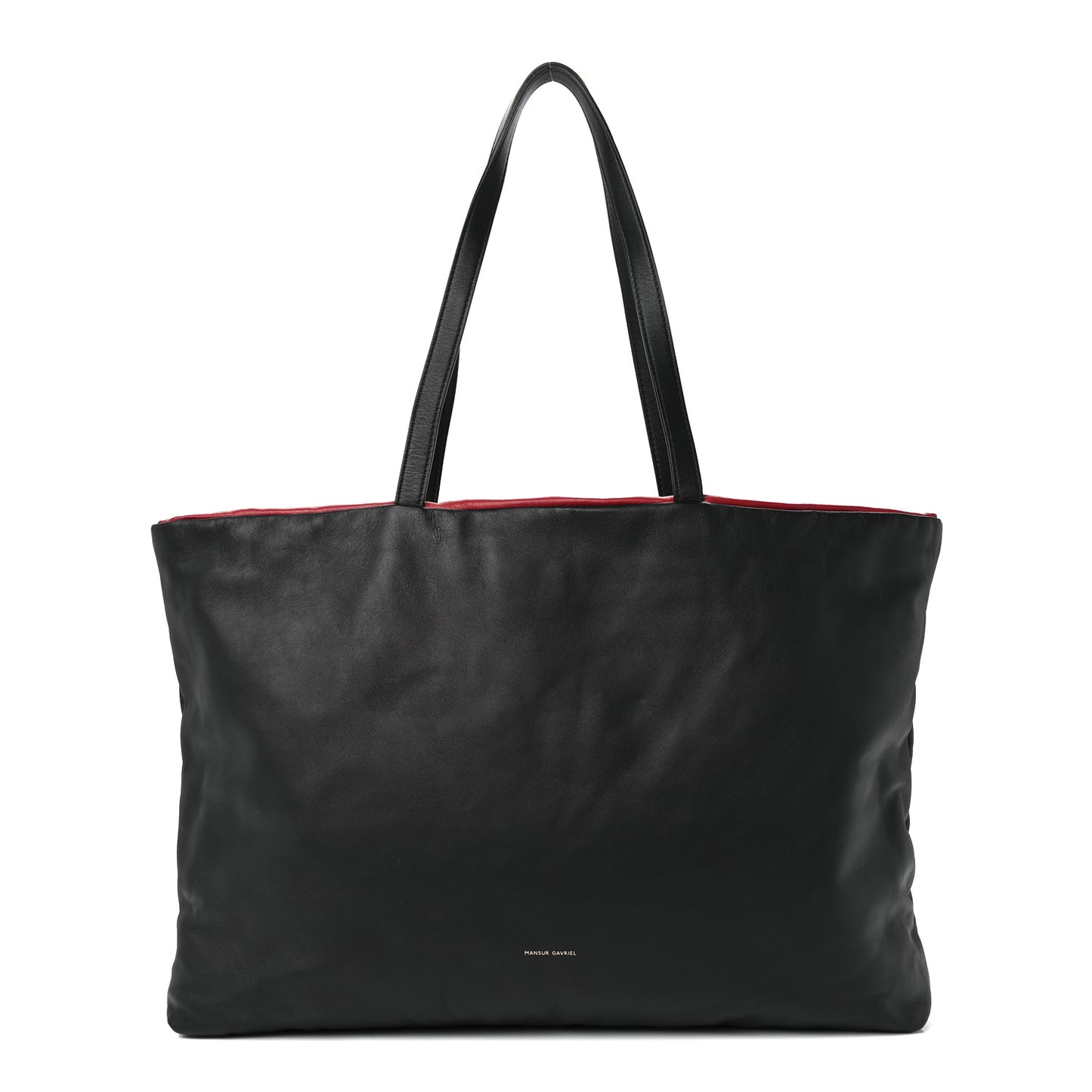 Calfskin Reversible Pillow Tote Black Flamma