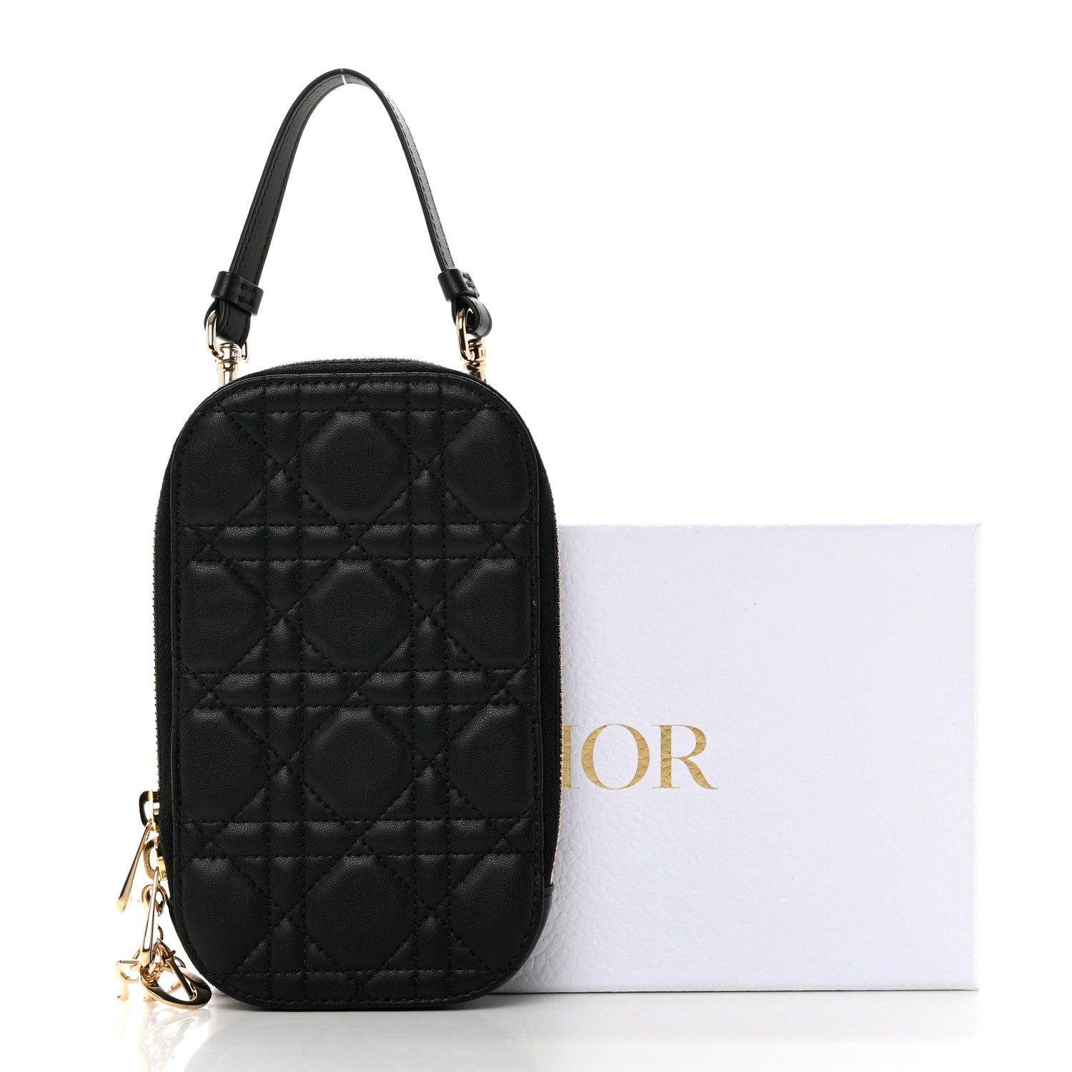 Christian Dior Lambskin Cannage Lady Dior Phone Holder Black 7 of 7