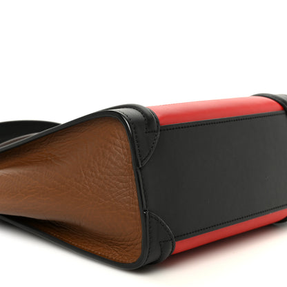 Celine Smooth Calfskin Bullhide Nano Tri-Color Luggage Bright Red 9 of 10