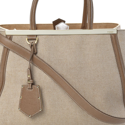 Fendi Canvas Vitello Regular 2Jours Tote Natural Brown 8 of 13