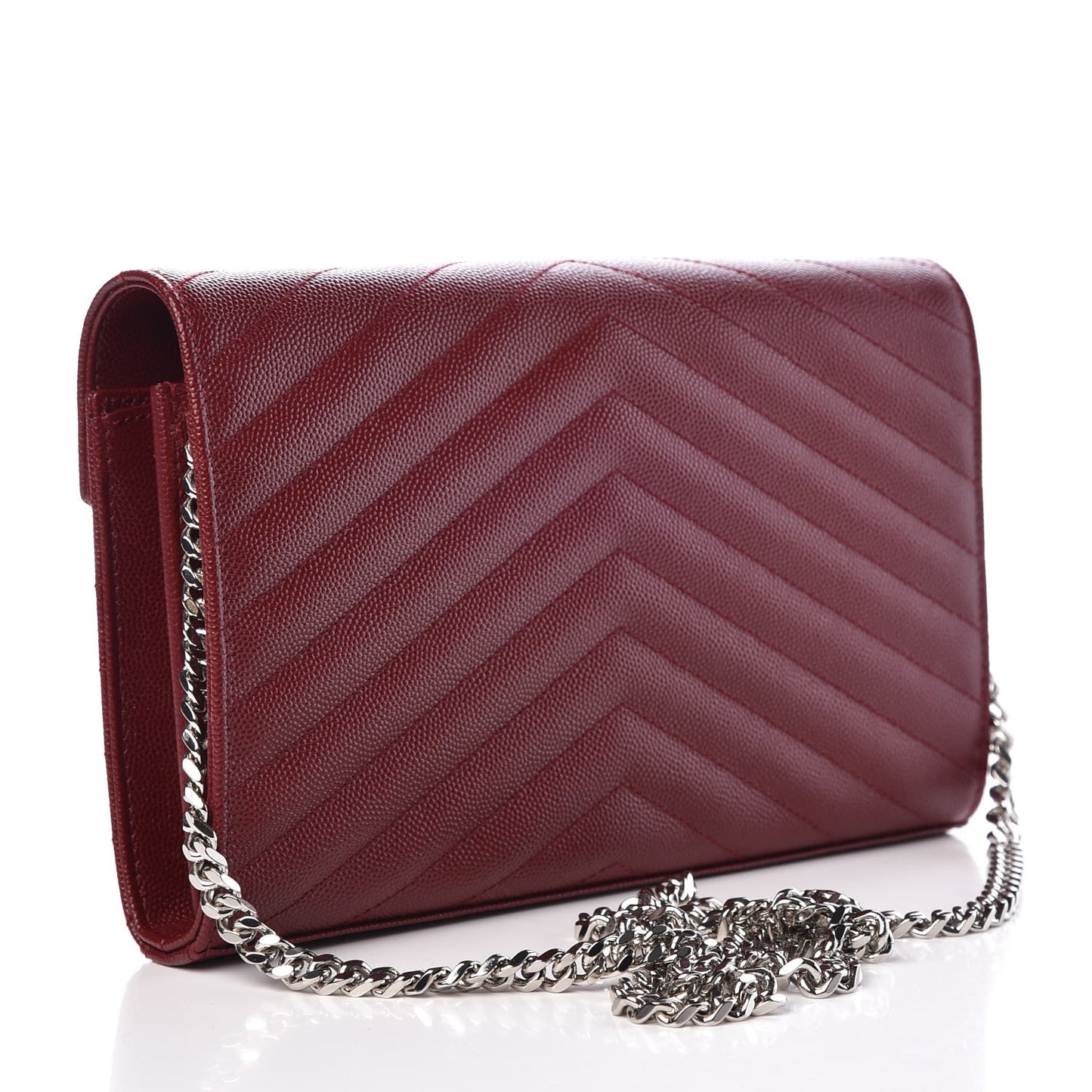 Grain De Poudre Matelasse Chevron Monogram Chain Wallet Palissandre