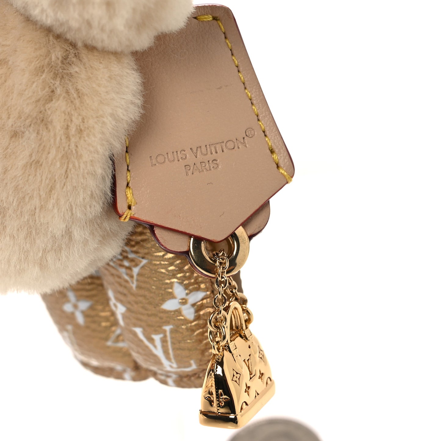 Metallic Monogram Mink Fur Vivienne Fashionista Bag Charm Key Holder