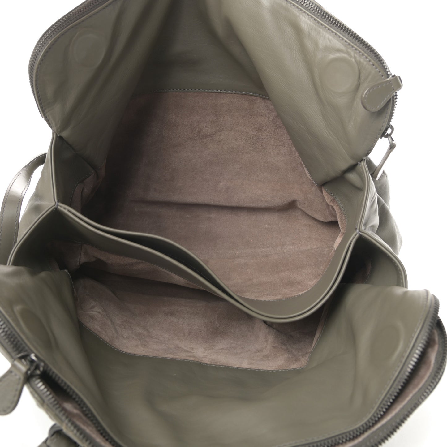 Calfskin Intrecciato Large Leggero Tote Kaki Fondente