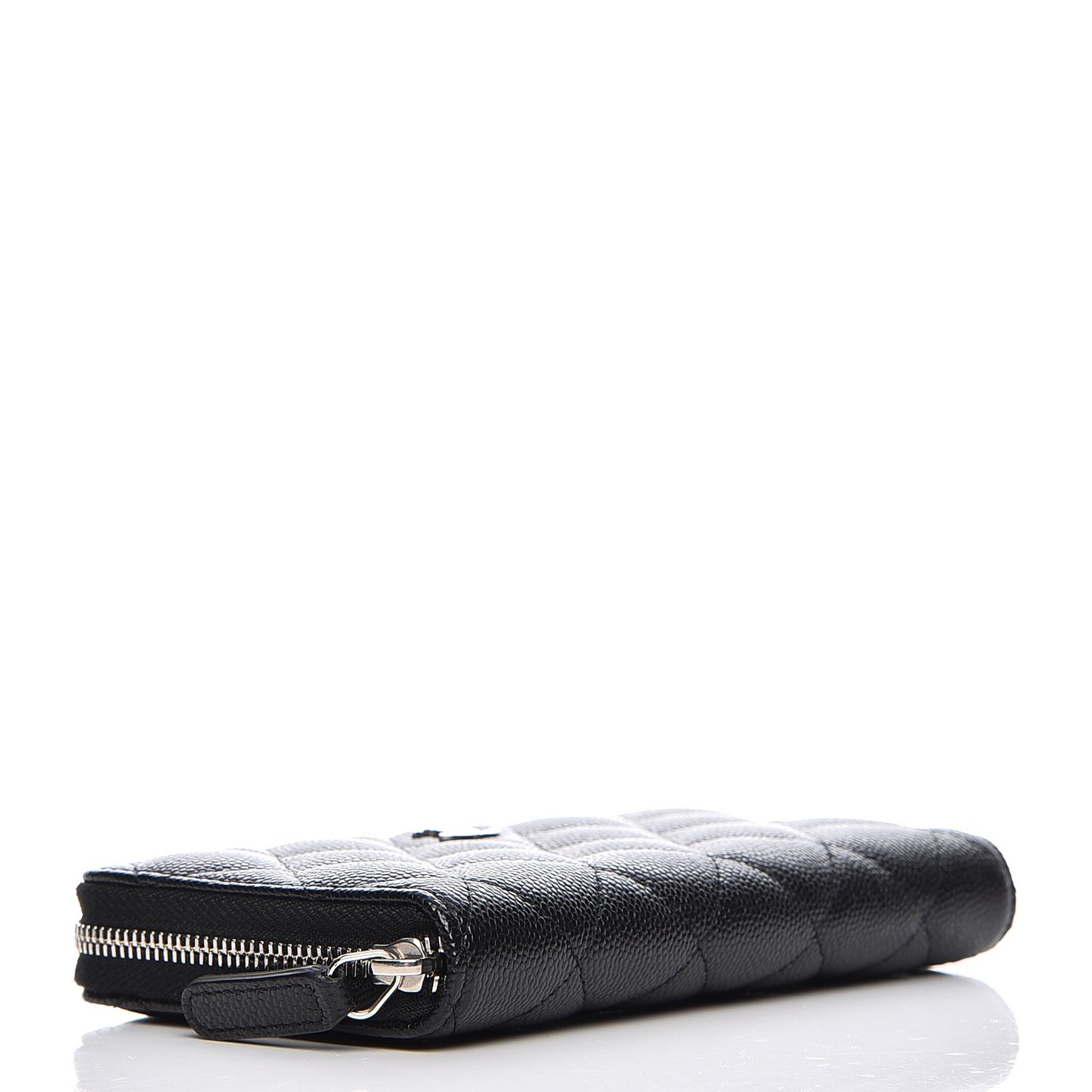 Caviar Quilted Small Zip Around Wallet Black
