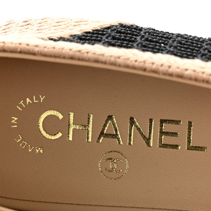 Chanel Raffia Cap Toe Ballerina Flats 40 Black Beige 8 of 10