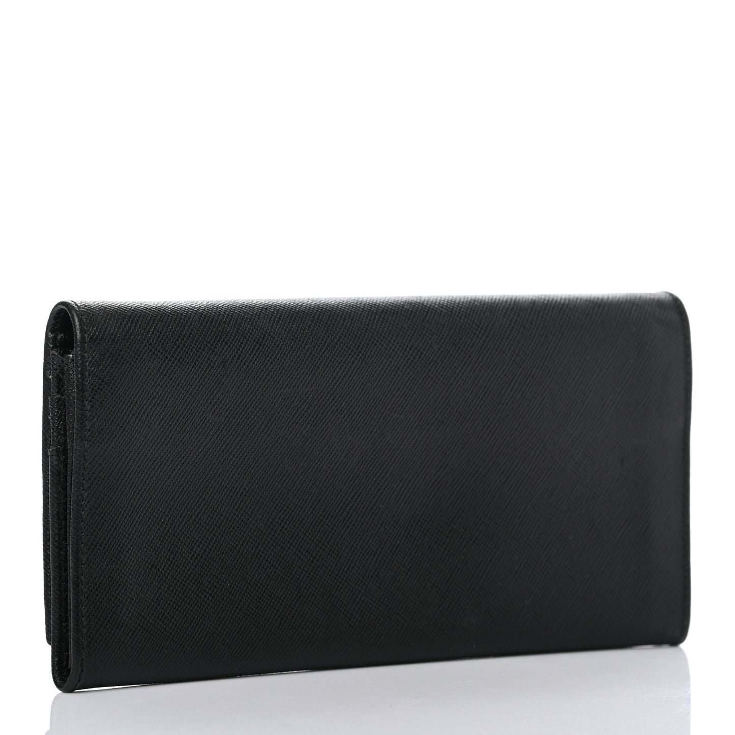 Saffiano Triangle Continental Flap Wallet Black