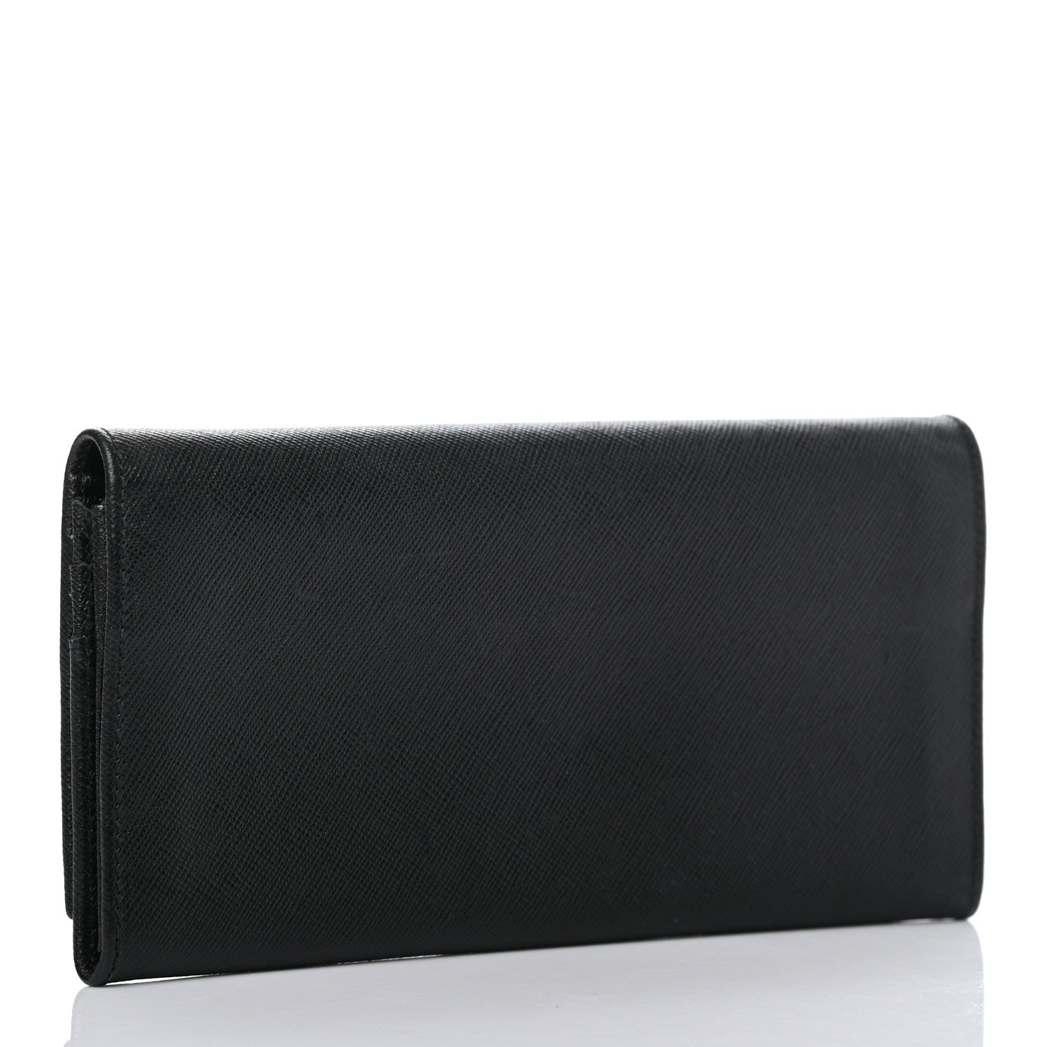 Prada Saffiano Triangle Continental Flap Wallet Black 3 of 9