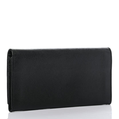 Prada Saffiano Triangle Continental Flap Wallet Black 3 of 9