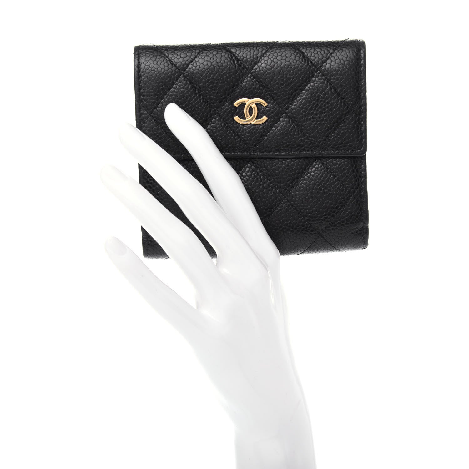 Chanel Caviar Quilted Compact French Flap Wallet Black 2 of 9