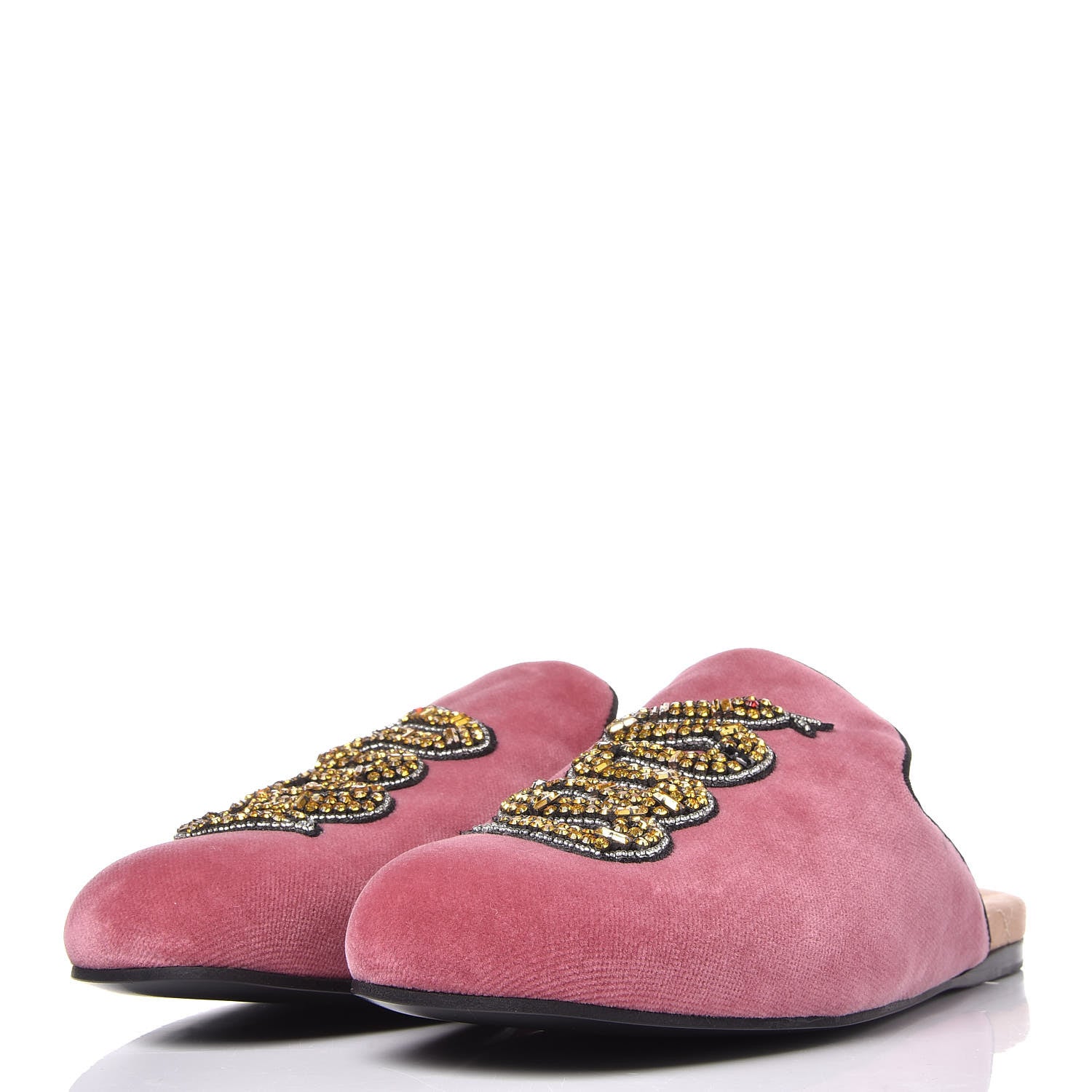 Gucci Velvet Embellished Evening Slippers 36 Tibet Red 3 of 8