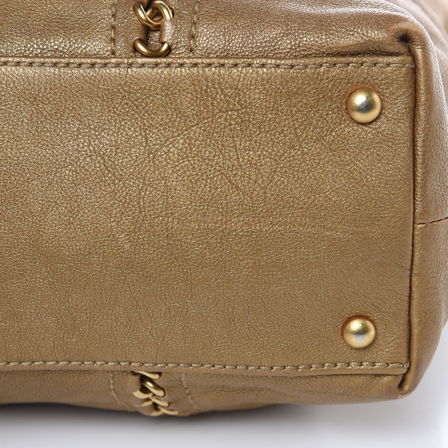 Chanel Metallic Goatskin Ligne Tote Gold 9 of 18