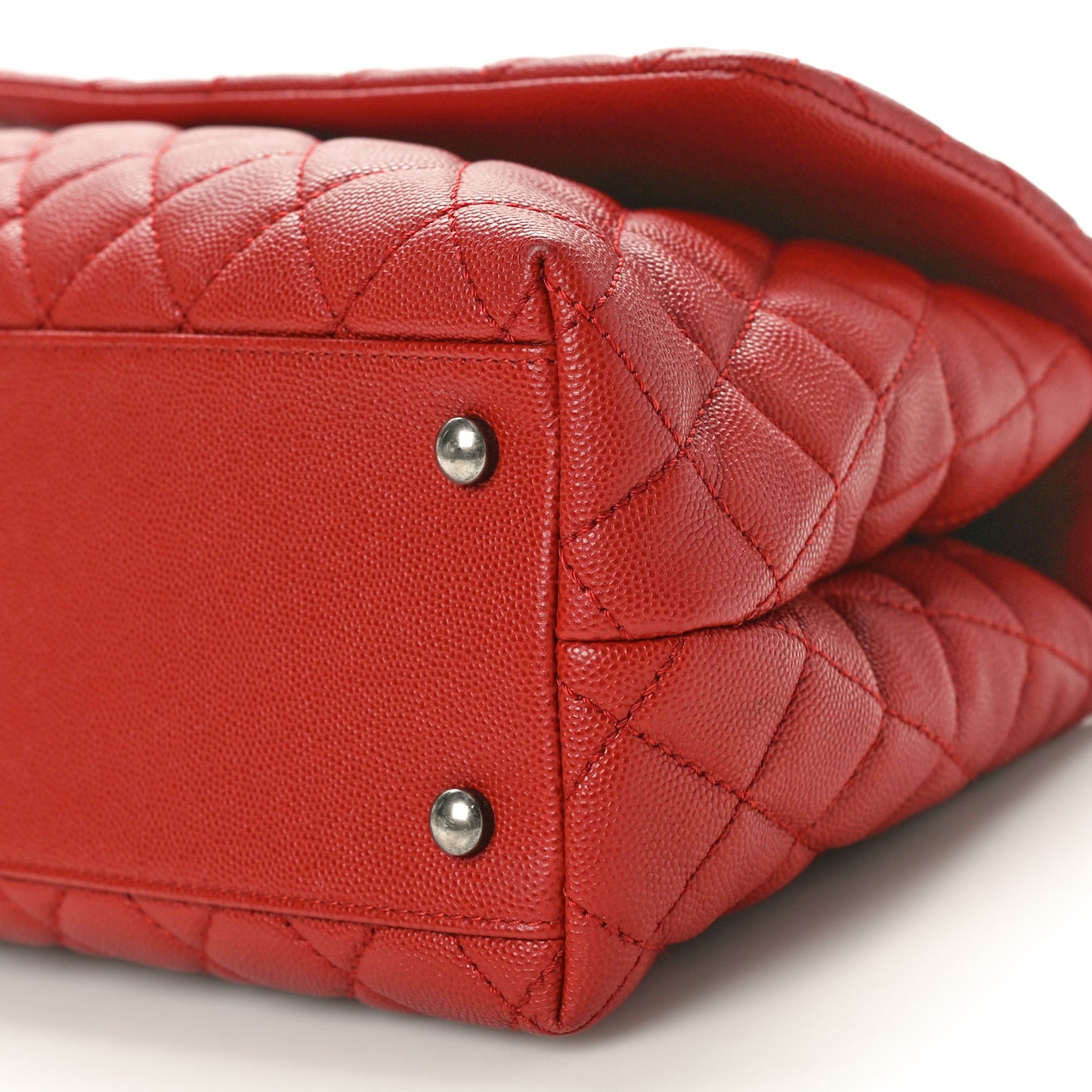 Caviar Quilted Small Coco Handle Flap Red