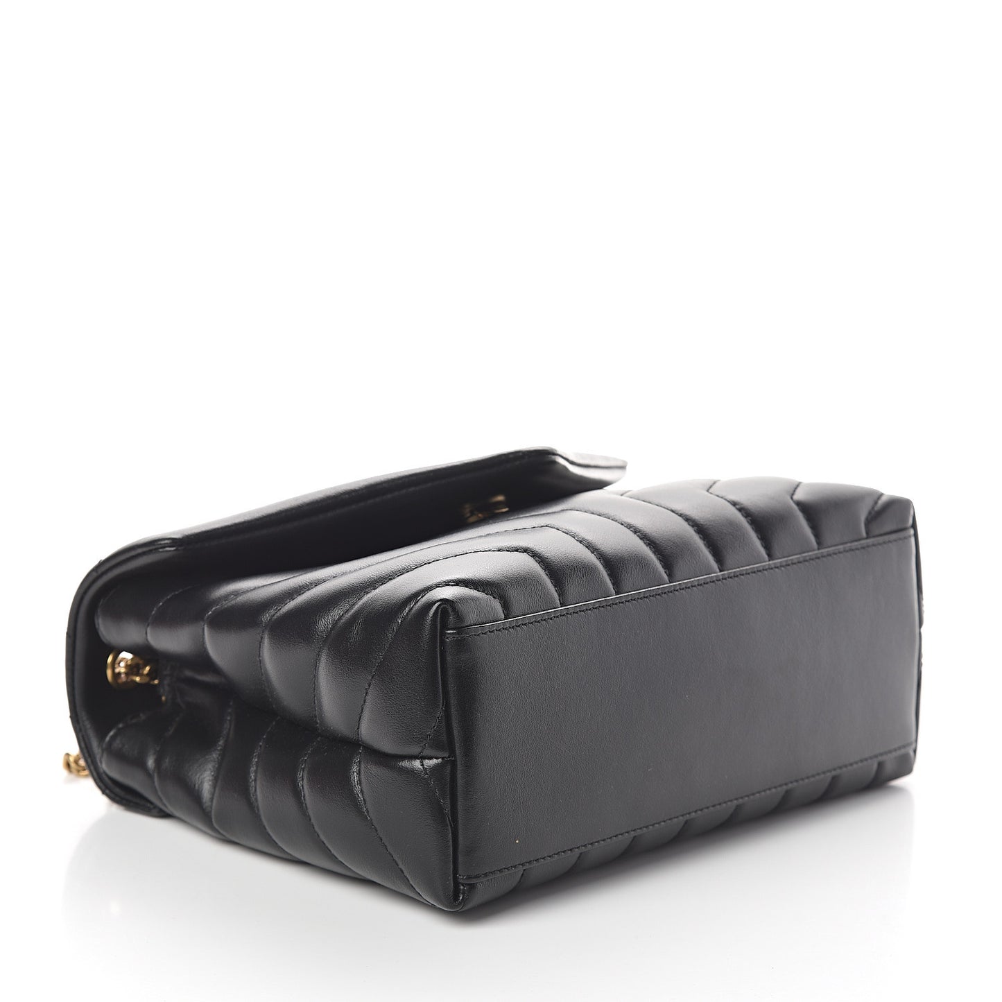 Calfskin Y Quilted Monogram Small Loulou Chain Satchel Black