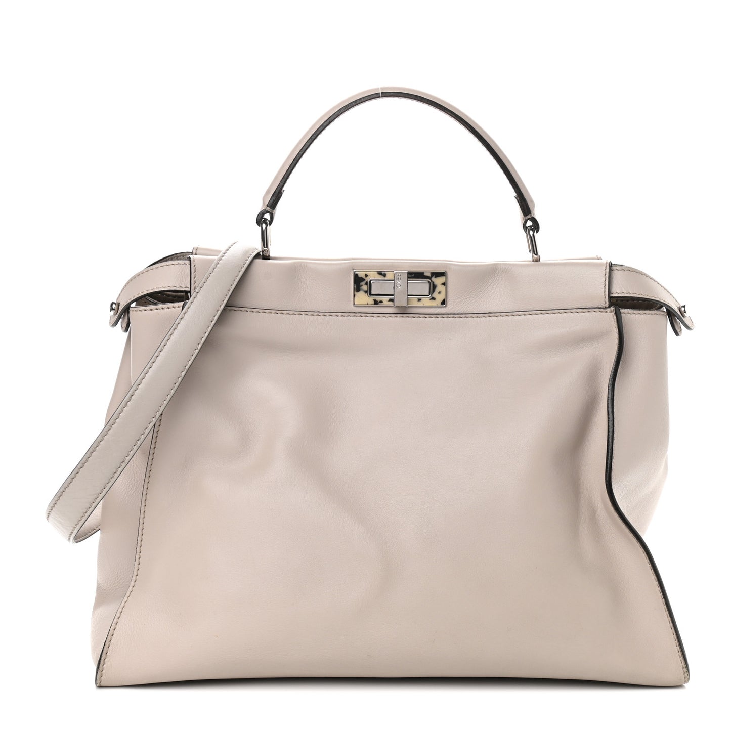 Vitello Seta Plexiglass Granite Large Peekaboo Iconic Satchel Polvere