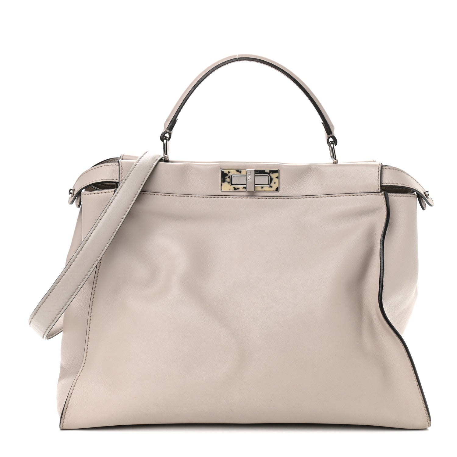 Fendi Vitello Seta Plexiglass Granite Large Peekaboo Iconic Satchel Polvere 1 of 11