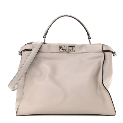Fendi Vitello Seta Plexiglass Granite Large Peekaboo Iconic Satchel Polvere 1 of 11