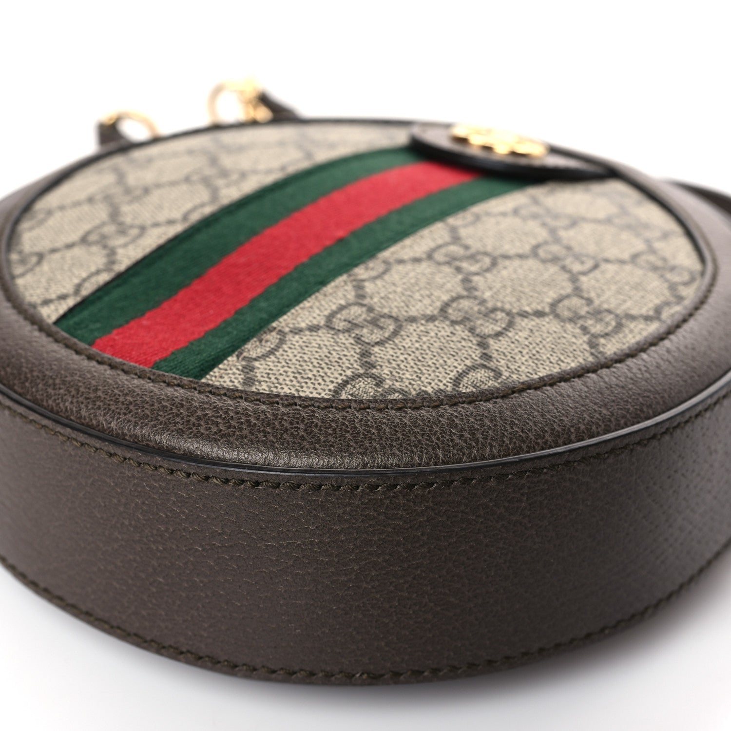 Gucci GG Supreme Monogram Web Mini Ophidia Round Shoulder Bag Brown 9 of 10