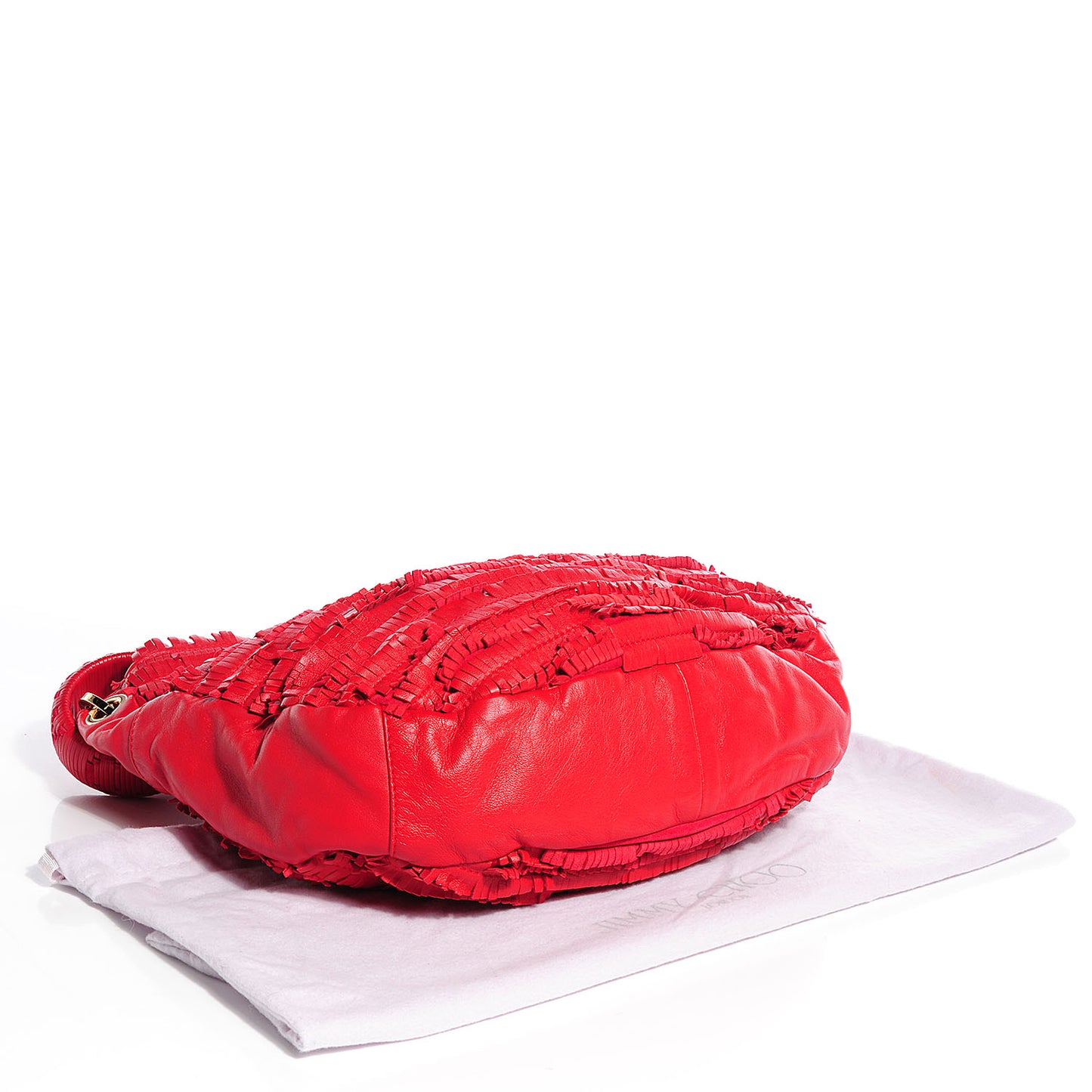 Snakeskin Nappa Fringe Small Sky Hobo Red