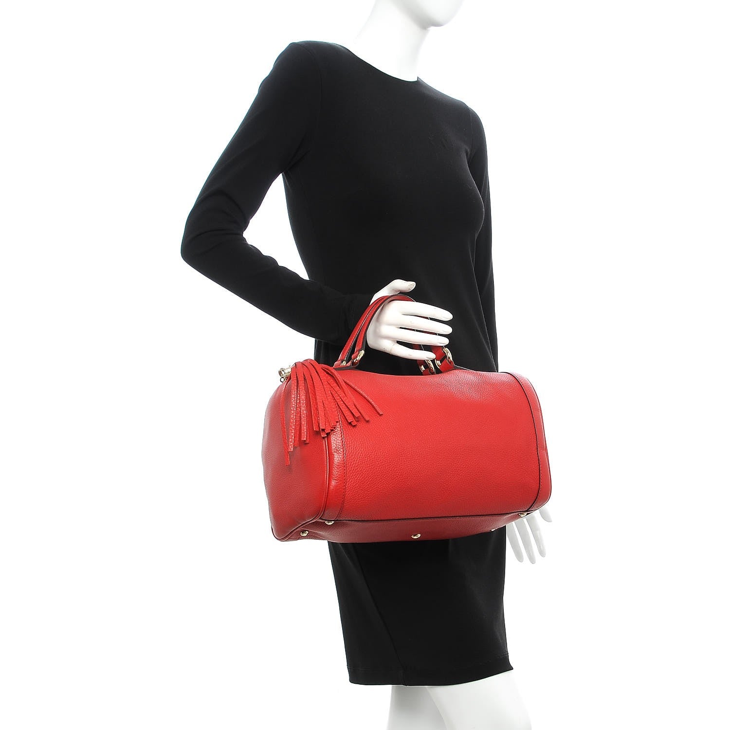 Gucci Pebbled Calfskin Medium Soho Boston Red 2 of 11