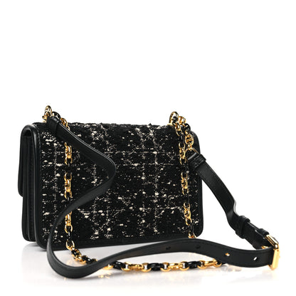 Christian Dior Tweed Macrocannage Mini Miss Caro Bag Black White 3 of 10