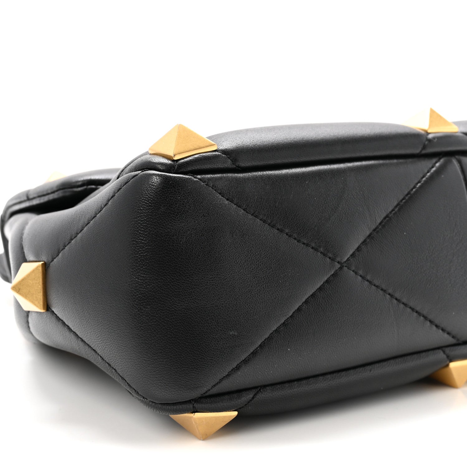 Valentino Garavani Nappa Large Roman Stud Shoulder Bag Black 8 of 9
