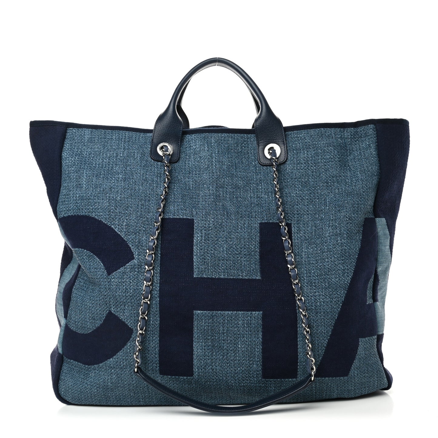 Canvas Large Shopping Tote Dark Blue