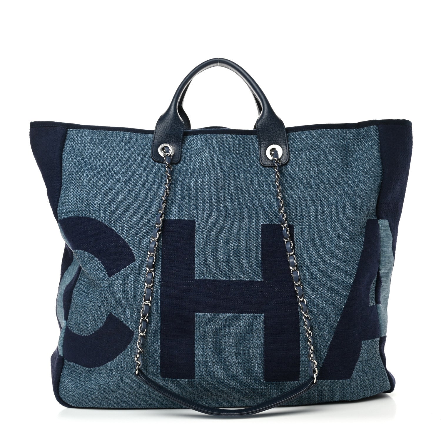 Chanel Canvas Large Shopping Tote Dark Blue 1 of 9