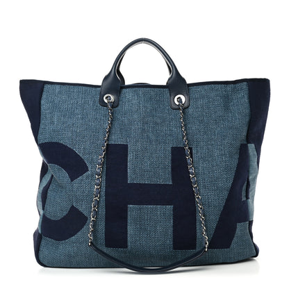 Chanel Canvas Large Shopping Tote Dark Blue 1 of 9