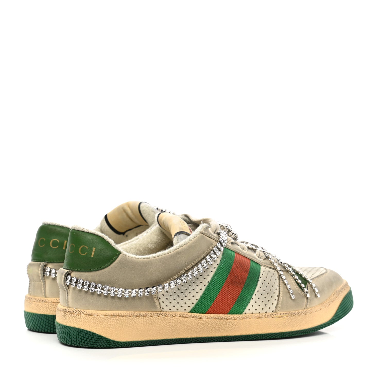 Nubuck Calfskin Web Removable Crystals Mens Screener Sneakers 39 Dusty Milk New Mystic White