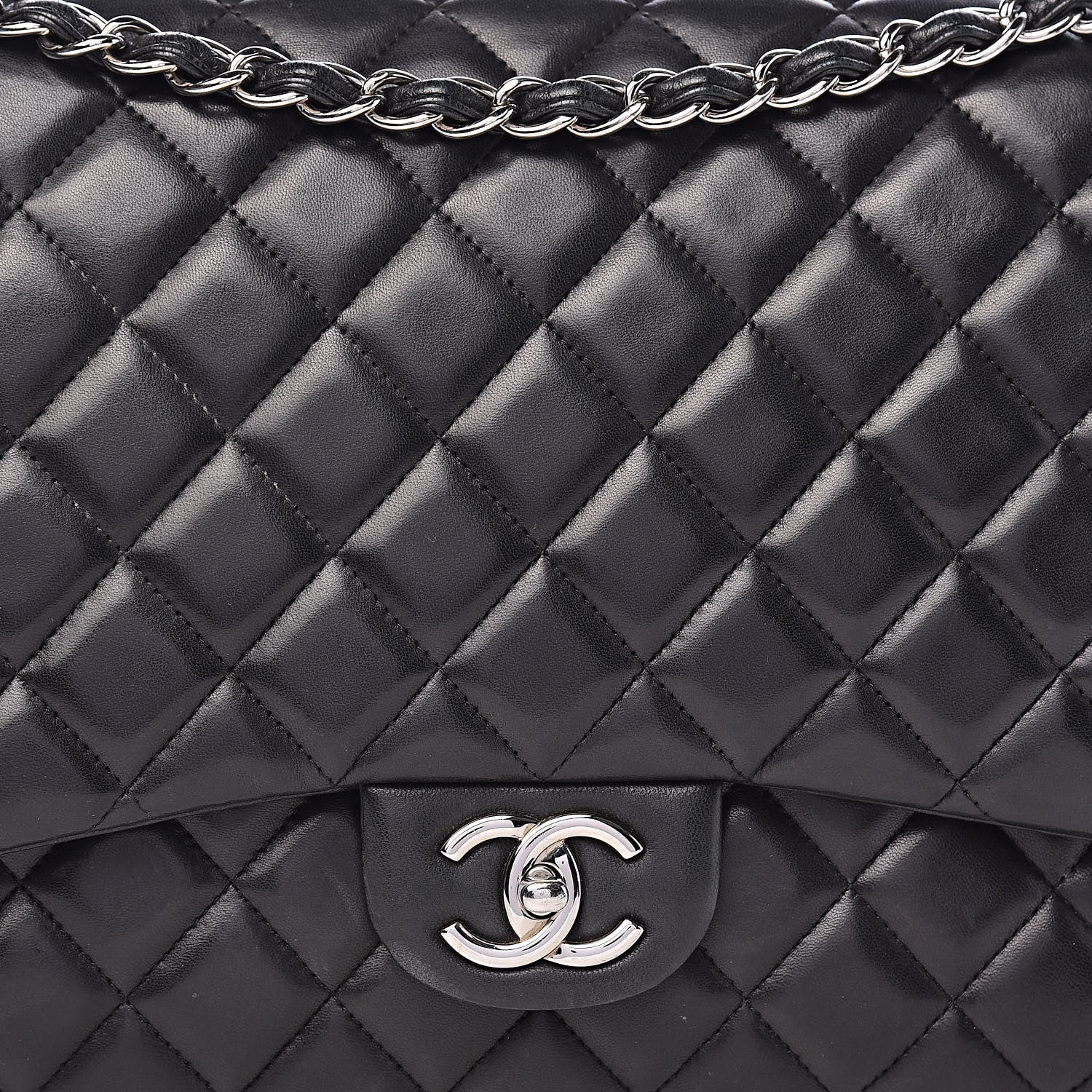 Chanel Lambskin Quilted Maxi Double Flap Black 14 of 14