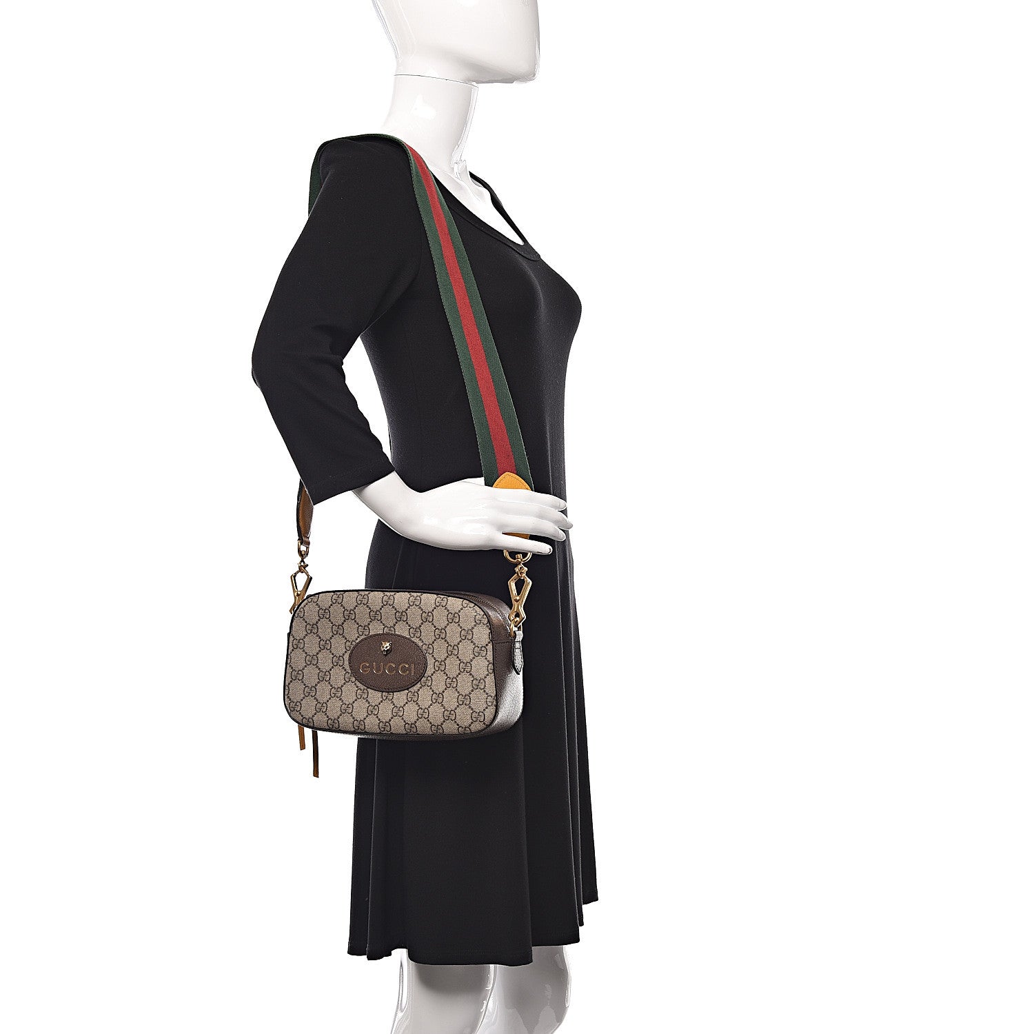Gucci GG Supreme Monogram Web Neo Vintage Shoulder Bag Beige New Acero Crop 2 of 10