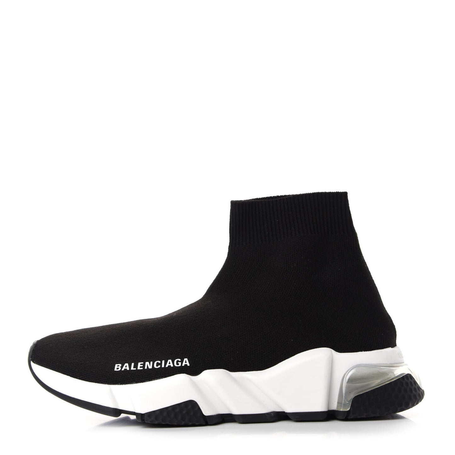 Neoprene Knit Womens Speed Clear Sole Sneakers 37 Black White