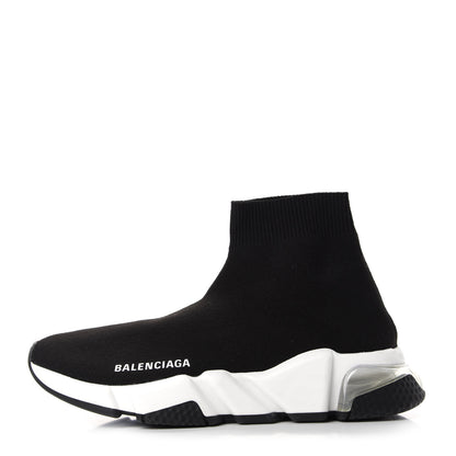 Balenciaga Neoprene Knit Womens Speed Clear Sole Sneakers 37 Black White 1 of 9