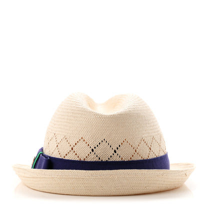 Gucci Straw Web Fedora Hat M Blue Green 6 of 8