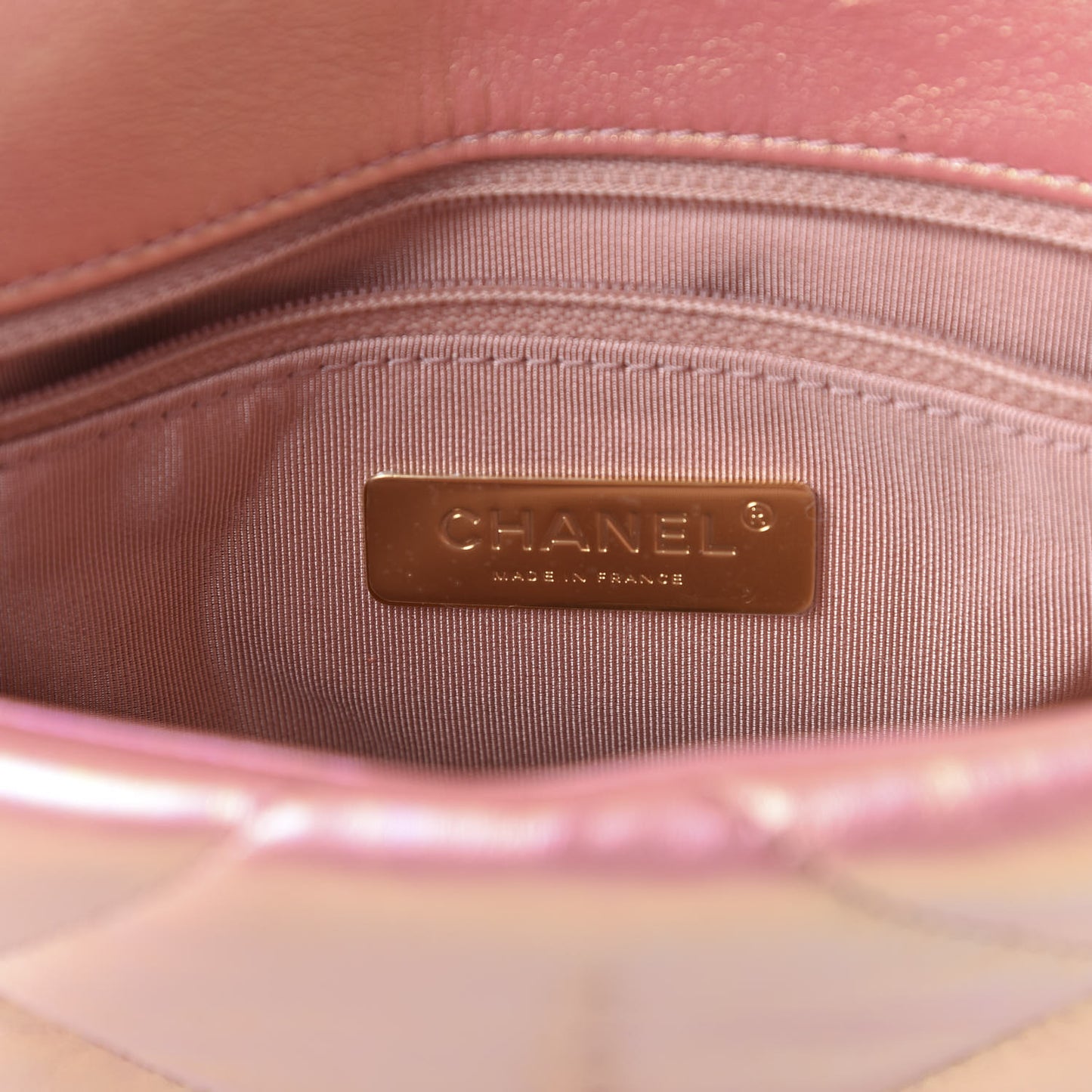 Iridescent Calfskin Quilted Medium 19 Flap Pink