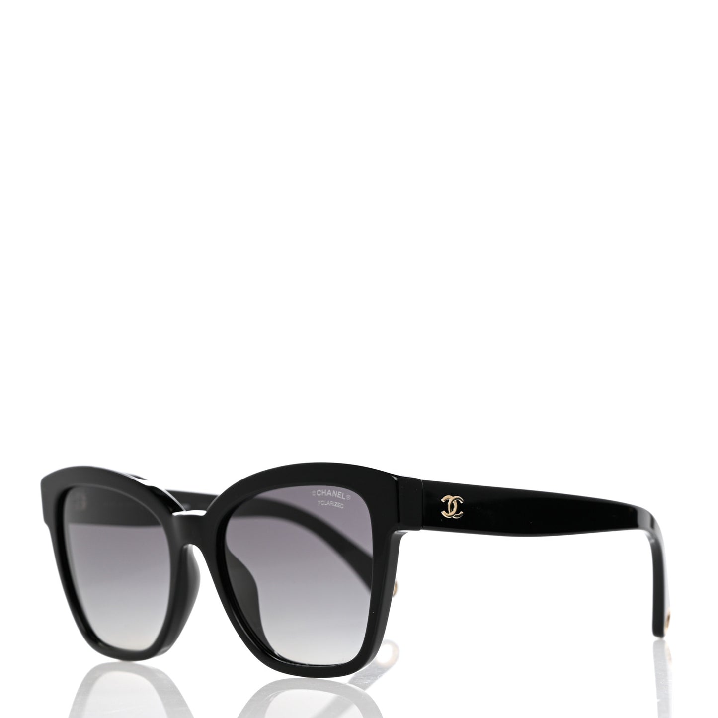 Acetate Chain Square Sunglasses 5487-A Black
