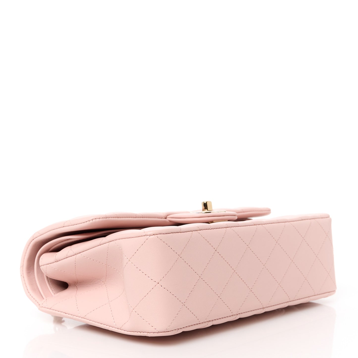 Lambskin Quilted Small Double Flap Light Pink