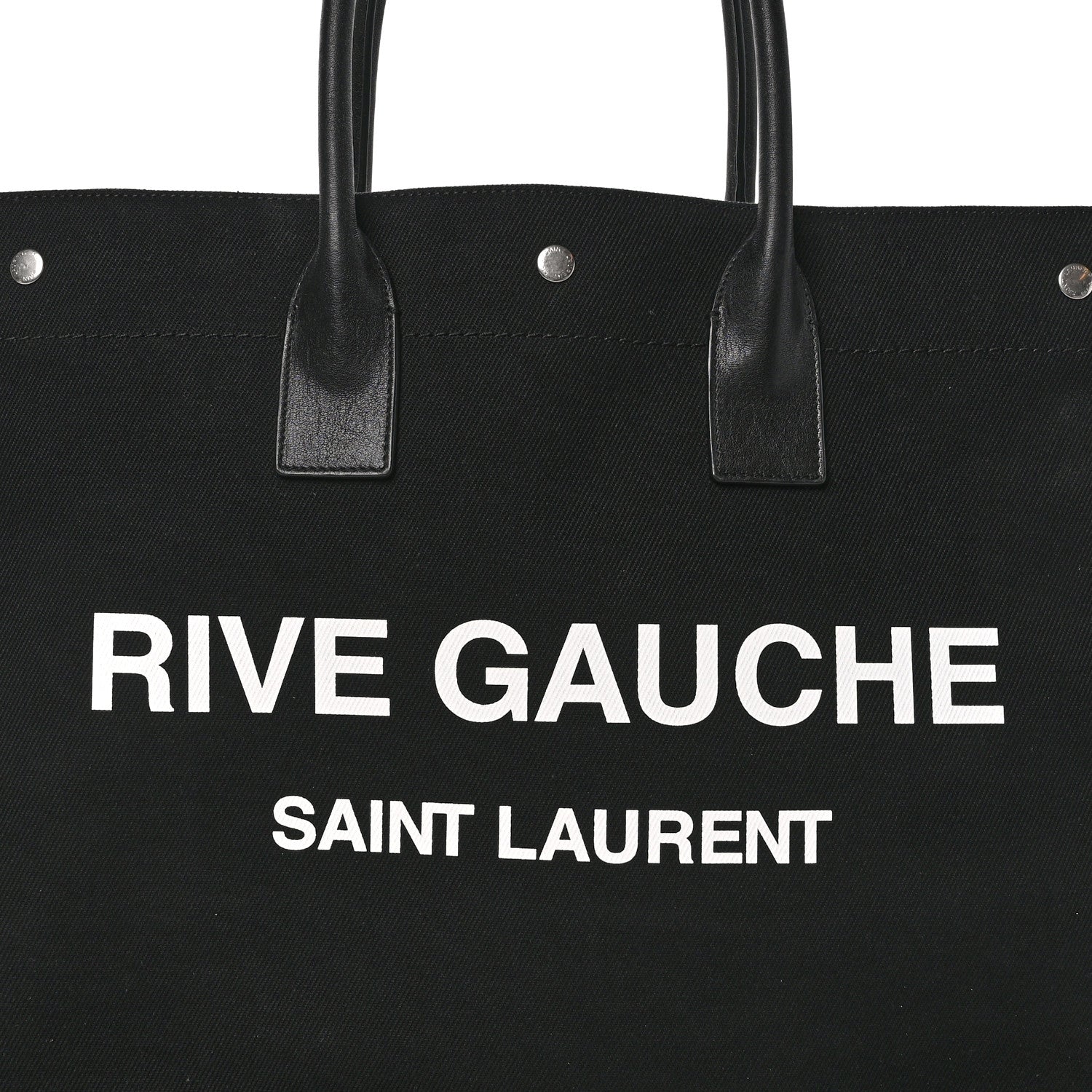 Saint Laurent Linen Calfskin Rive Gauche Tote Black 8 of 10