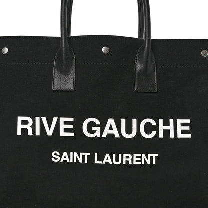 Saint Laurent Linen Calfskin Rive Gauche Tote Black 8 of 10