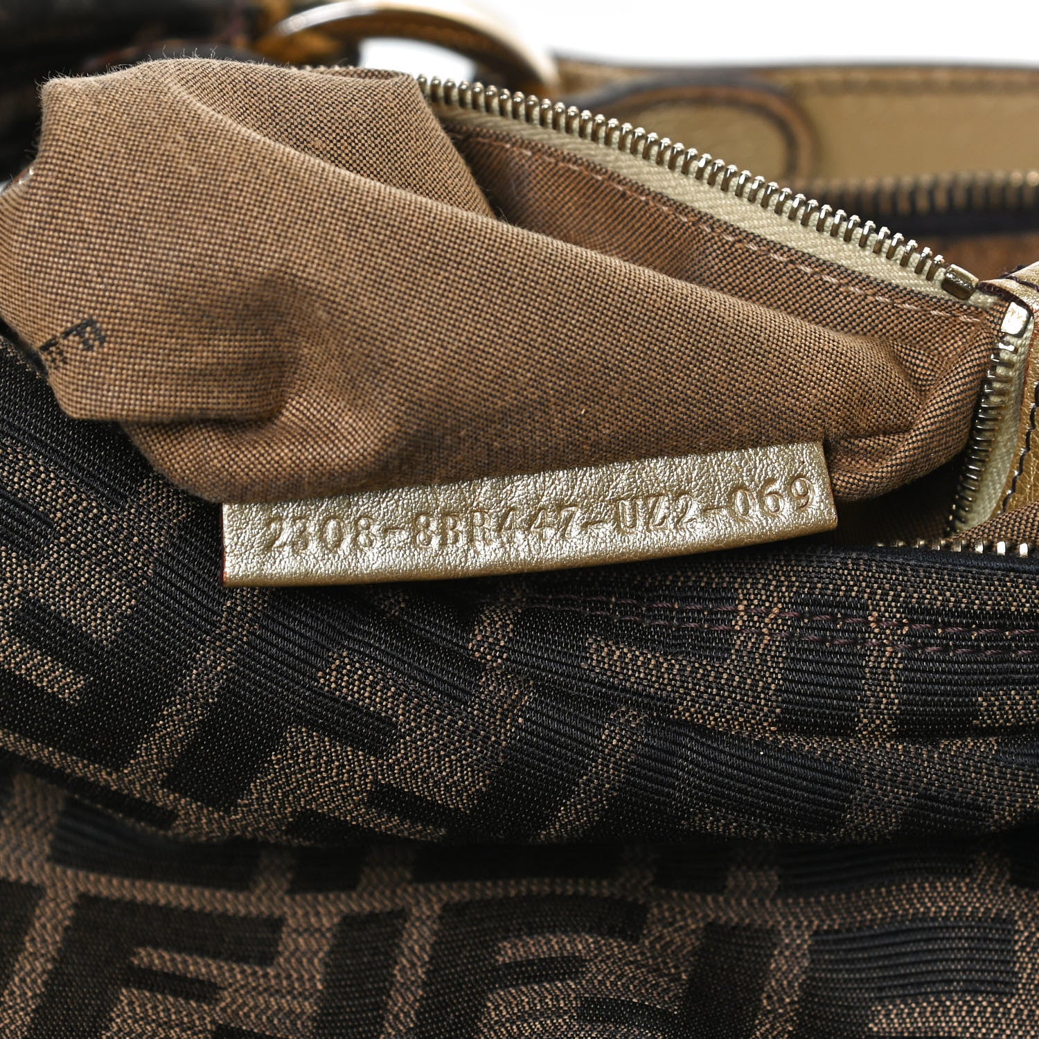 Fendi Zucca Laminated Vachetta Small Chef Hobo Tobacco Bronzo 7 of 12