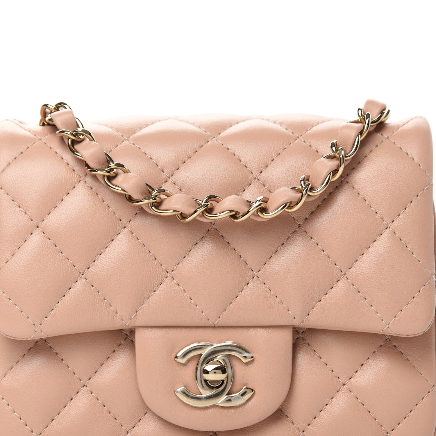Chanel Lambskin Quilted Mini Square Flap Beige 10 of 11