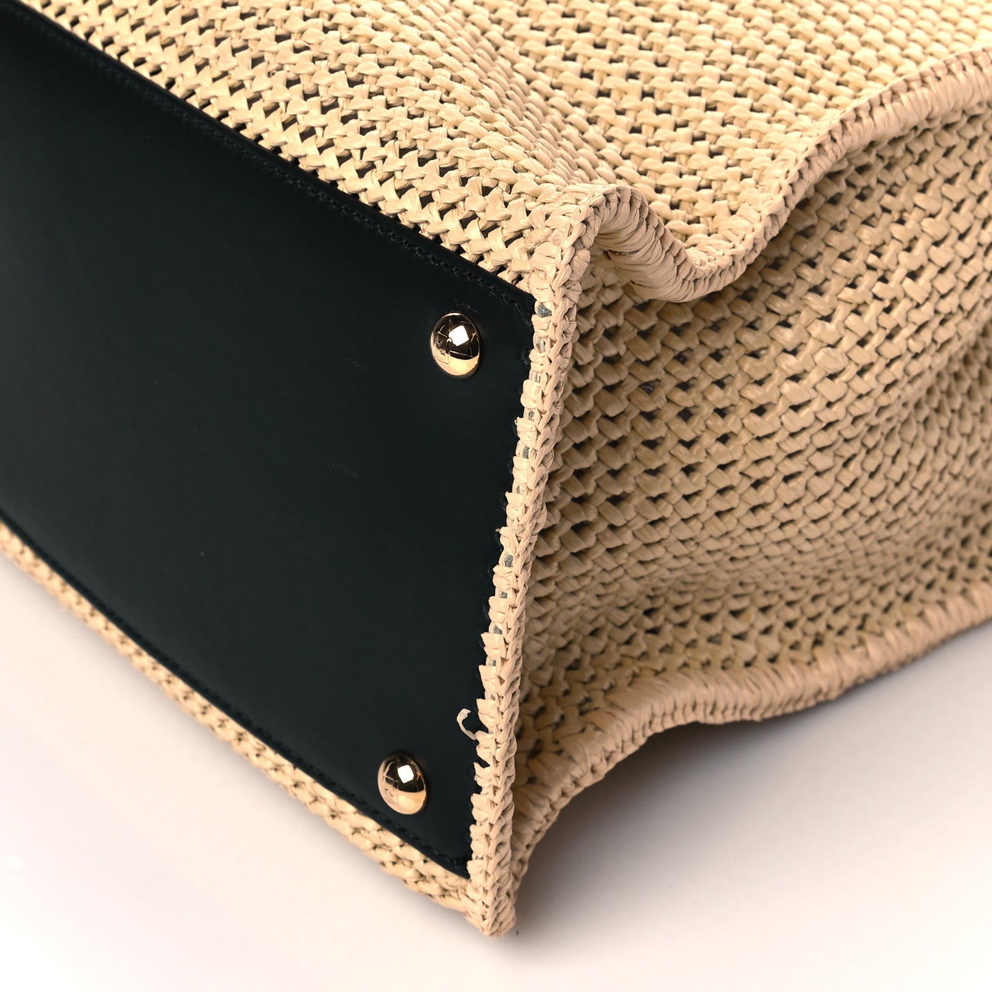 Raffia Vitello King Macrame Mesh Large Peekaboo X-Tote Natural Black Cuoio