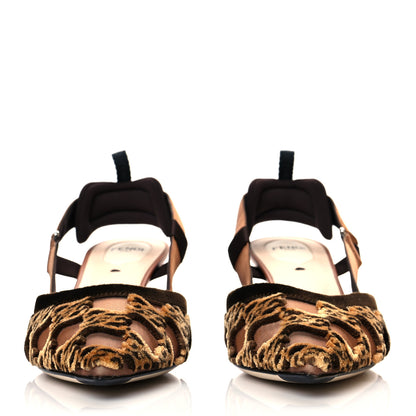 Fendi Mesh Velvet Karligraphy Colibri 55mm Slingback Pumps 38 Nocciola 2 of 9