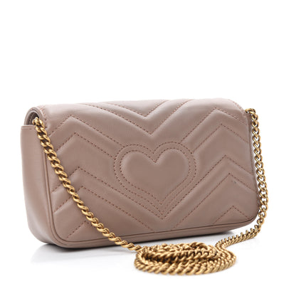Gucci Calfskin Matelasse Super Mini GG Marmont Shoulder Bag Porcelain Rose 3 of 13