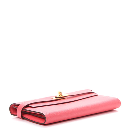 Hermes Chevre Mysore Kelly Longue Wallet Rose Lipstick 3 of 7