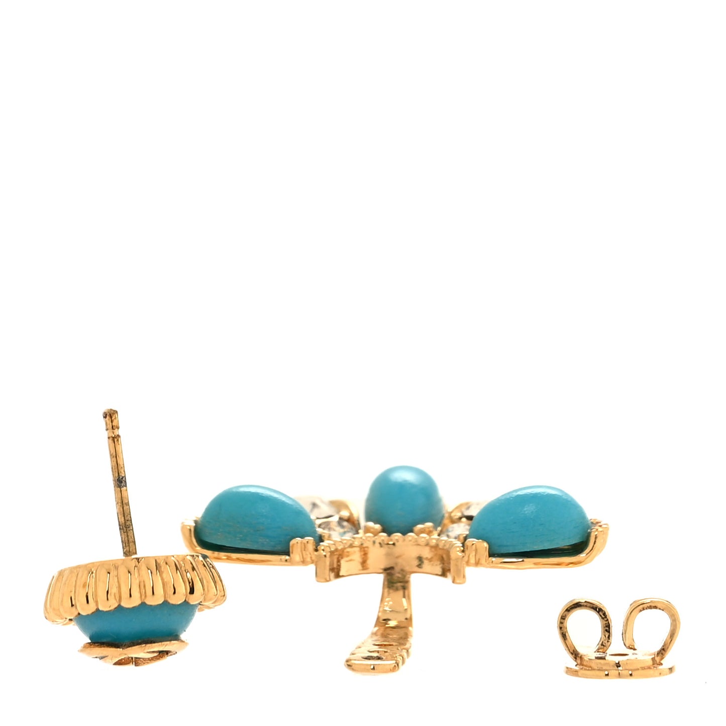 Resin Crystal Single GG Earring Turquoise Gold