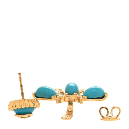 Gucci Resin Crystal Single GG Earring Turquoise Gold 3 of 5