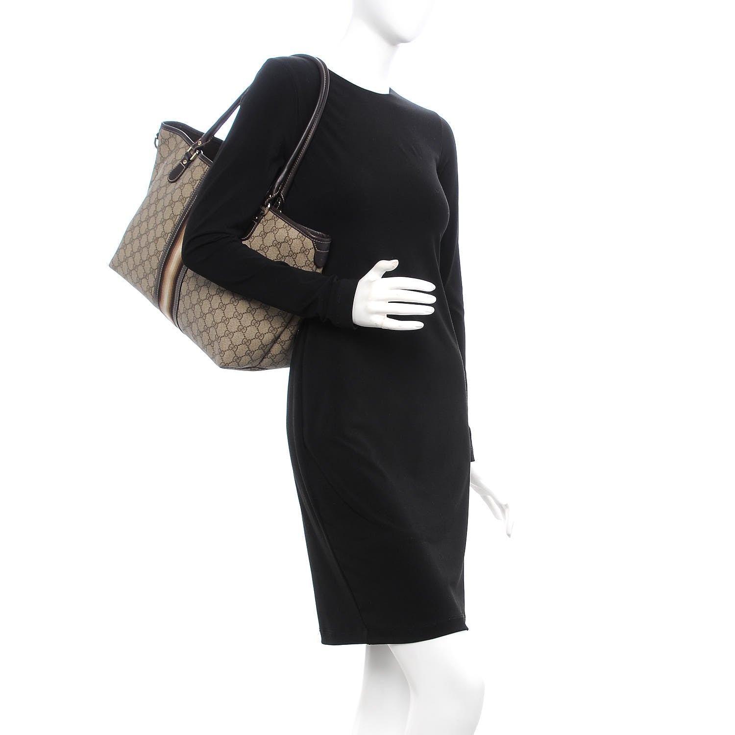 Gucci GG Plus Monogram Web Tote Dark Brown 2 of 17