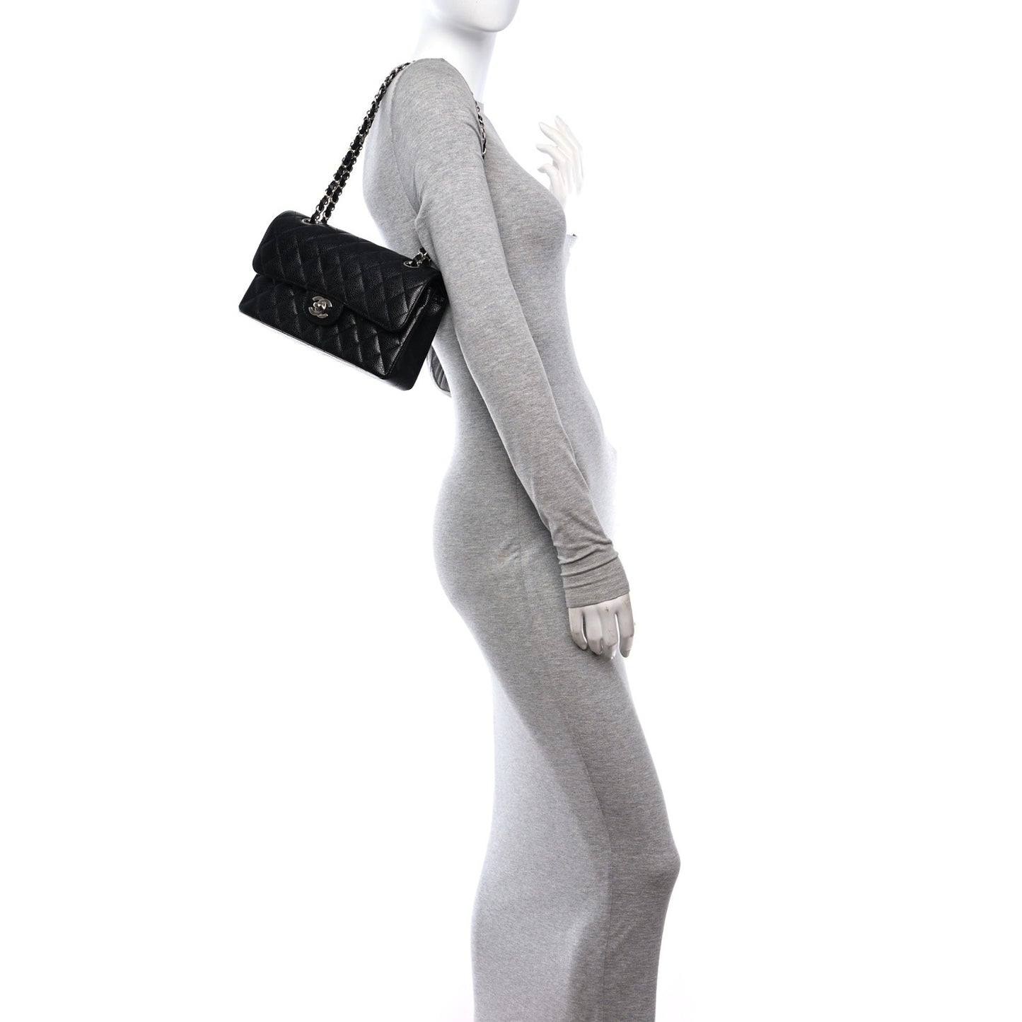 Caviar Quilted Small Double Flap Black