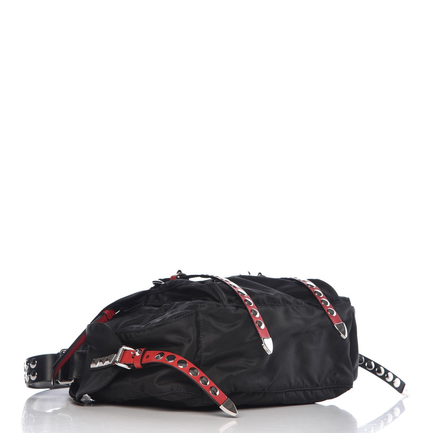 Nylon New Vela Studded Messenger Black Fuoco